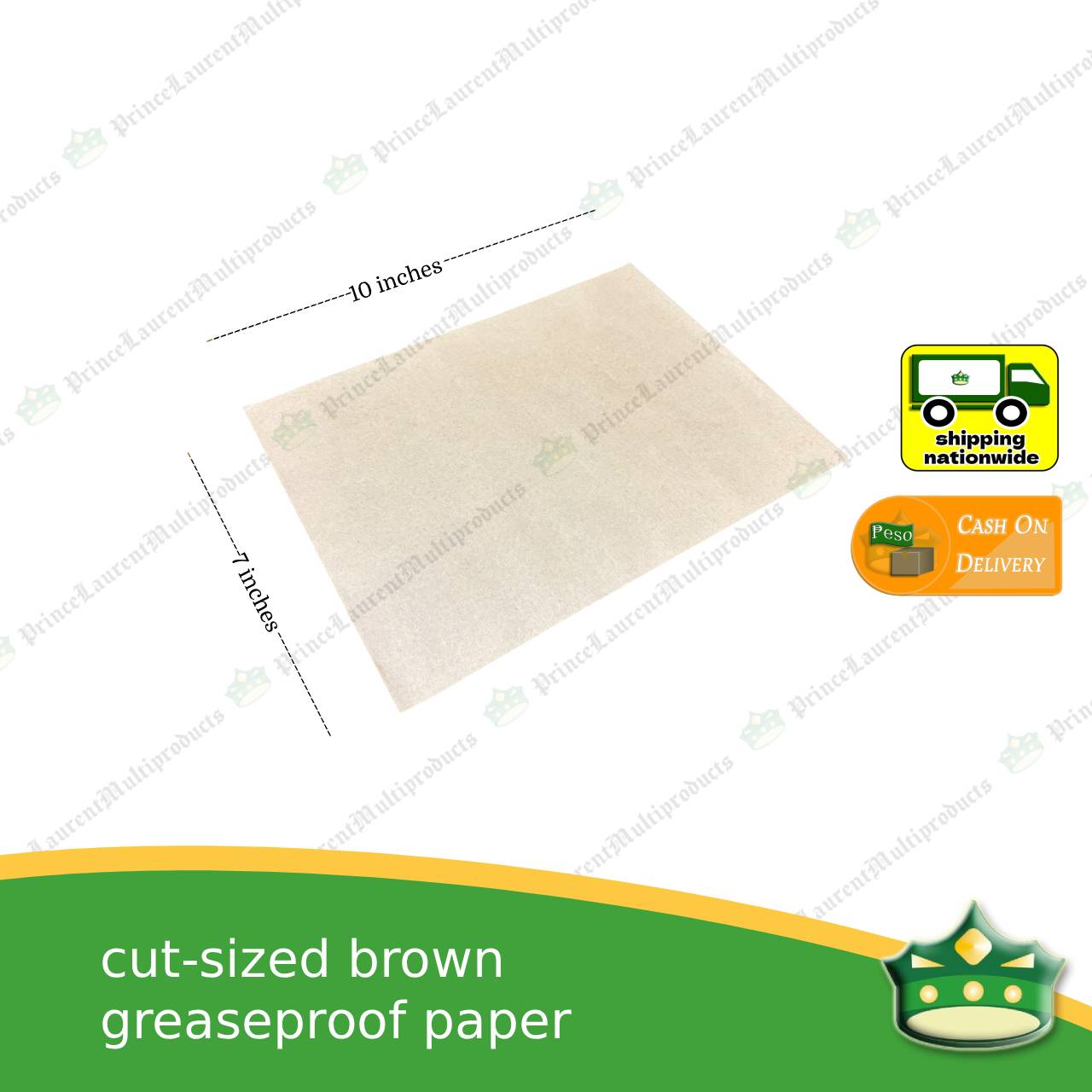 [100 pcs] cut-sized brown greaseproof paper wrapper for sandwiches, rice, baked goods