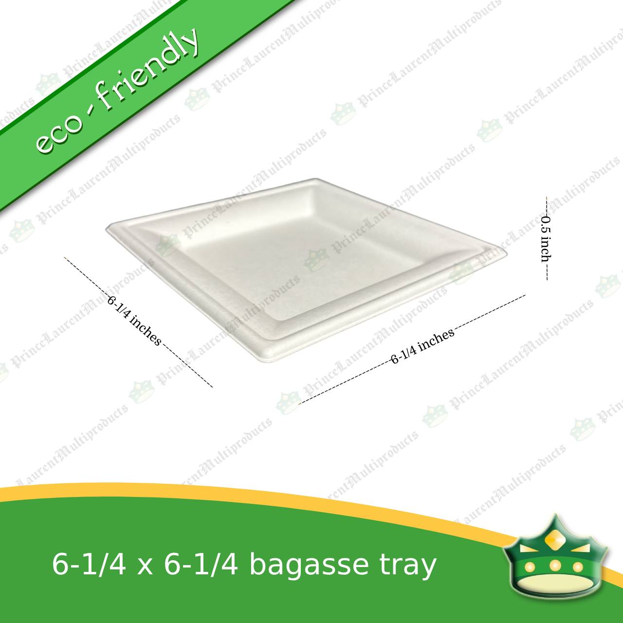 [50 pcs] bagasse paper tray square 6-1/4 x 6-1/4 inches fruit tray as grocery packaging, fruit repacking, vegetable repacking, meat repackaging, frozen products repacking, produce packing
