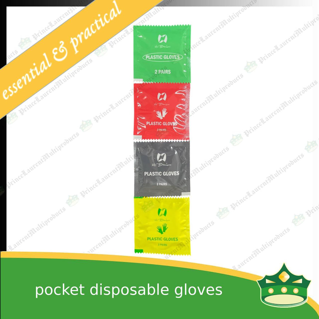 [250 sets] plastic disposable gloves transparent 2 pieces individually packed in satchet
