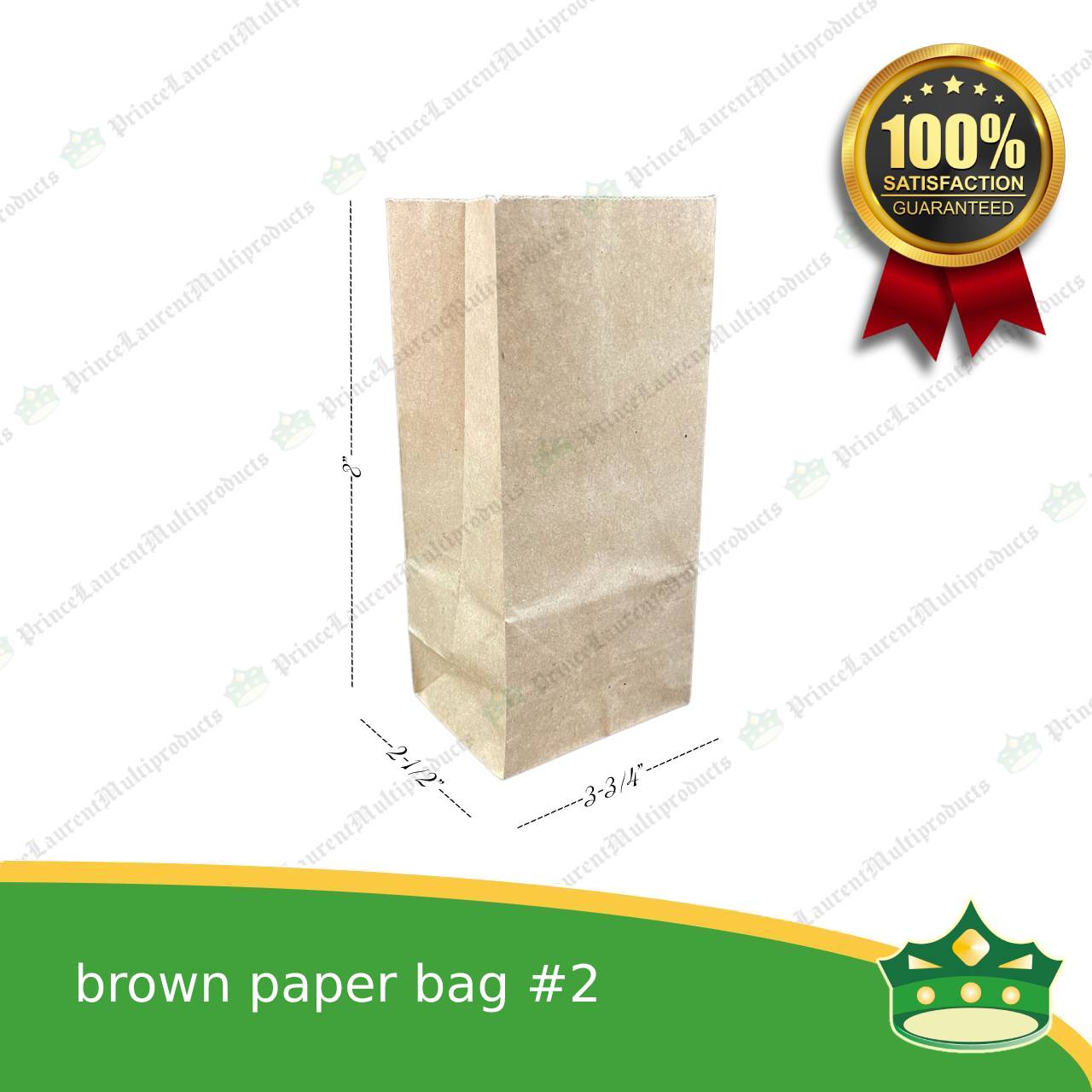 [100 pcs] kraft brown paper bag #2 (2-1/2x3-3/4x8") for environment friendly packaging