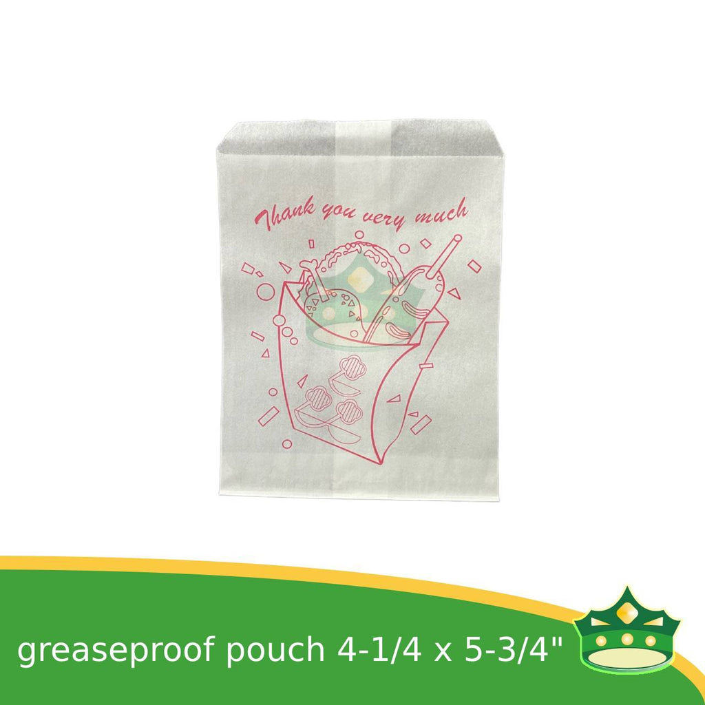 [100 pcs] Greaseproof paper bag with print for cookies, French fries, hotdog, chicken chops, fried squid, hash browns