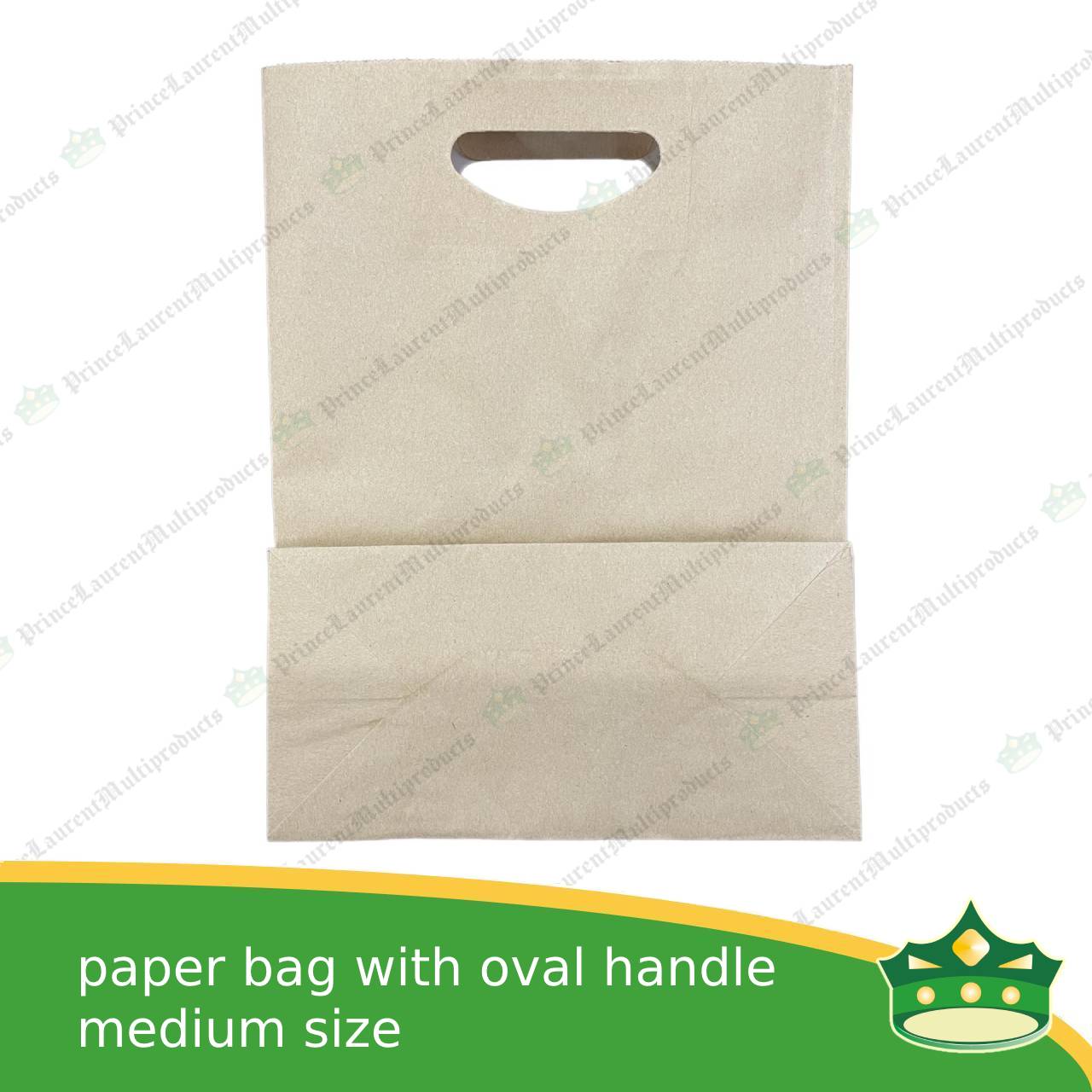[50 pcs] kraft paper bag with oval handle medium (241x118x310mm)