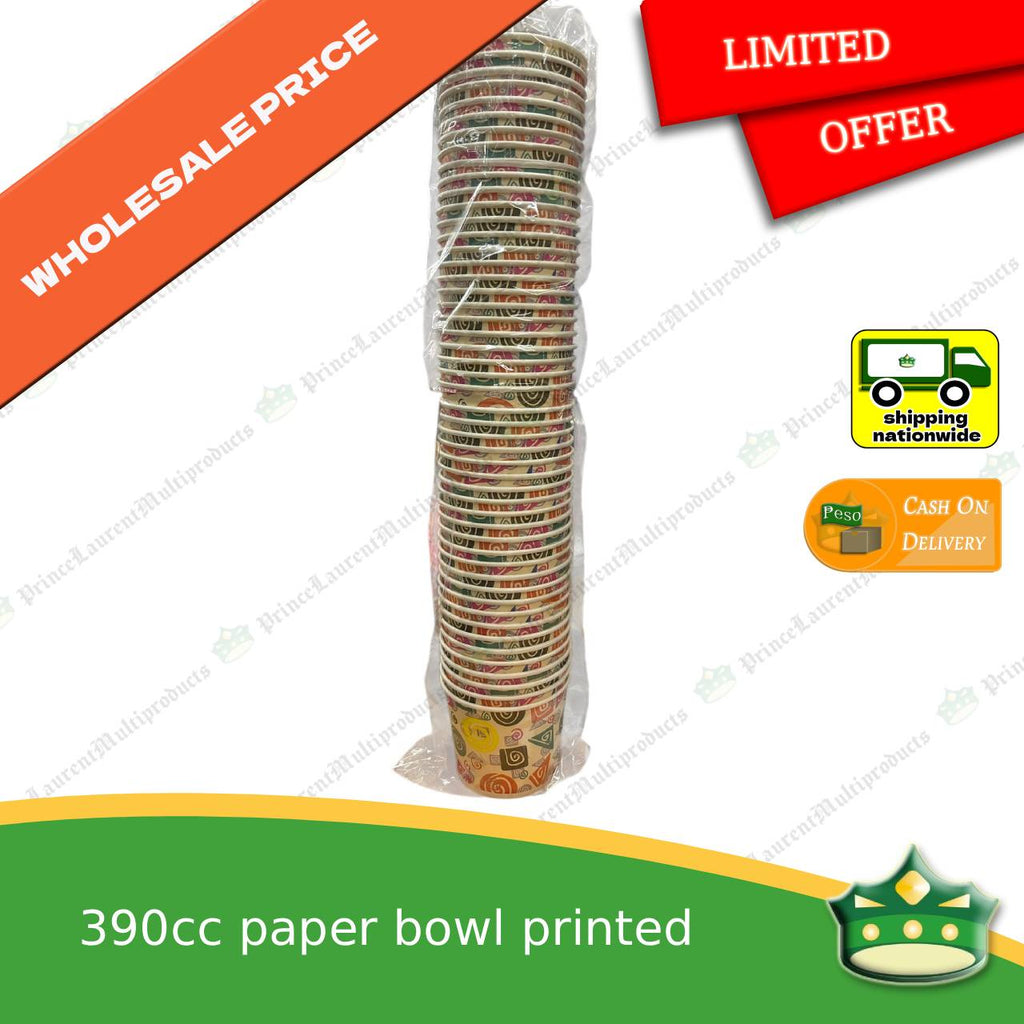 [1000 pcs] [limited only] paper bowl 390cc printed laminated with print as disposable bowl