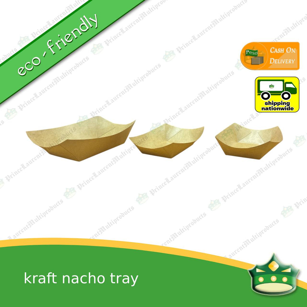 [50 pcs] paper boat or nacho trays to serve as food holder for nachos, fries, dimsum, meriendas, breads, takoyaki, fishball, squidball