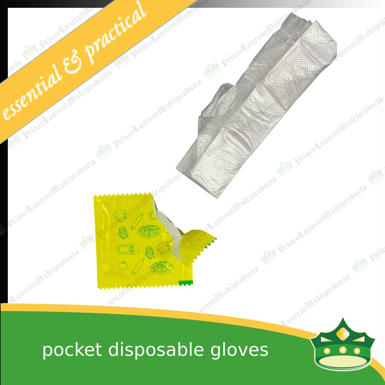 [250 sets] plastic disposable gloves transparent 2 pieces individually packed in satchet