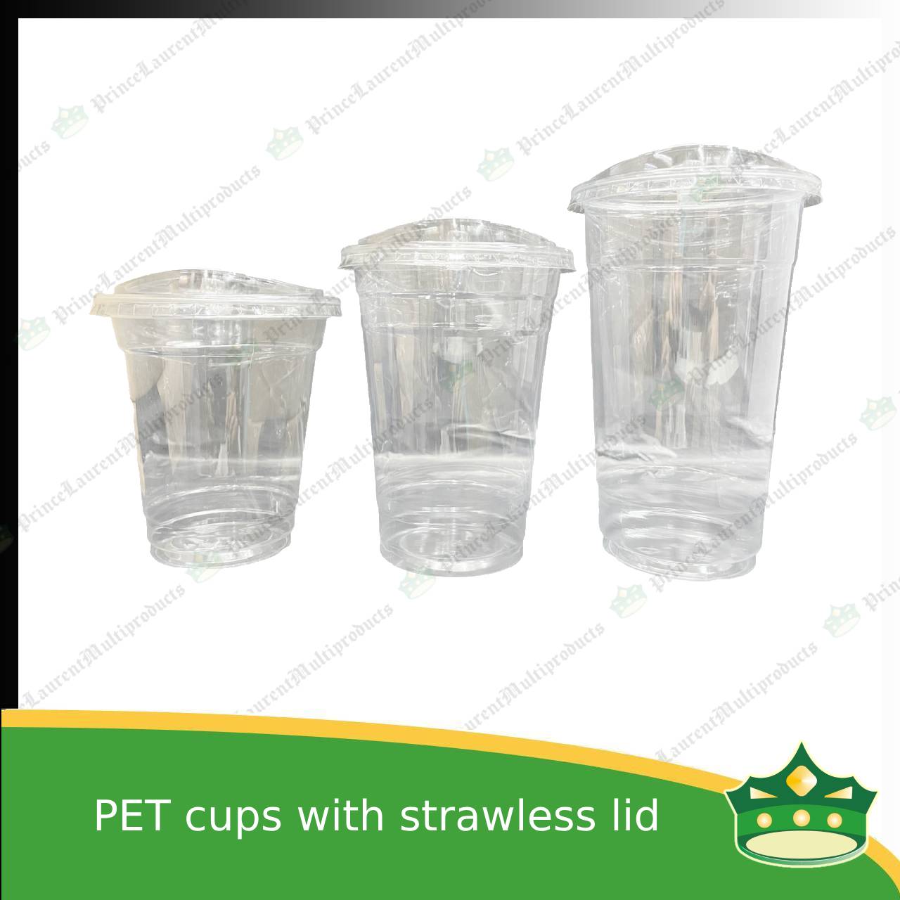 [100 set] PET cups 12oz, 16oz, 22oz crystal clear cups with strawless lid with sip-hole for iced coffee, frappuccino, lemonades, iced latte and other cold beverages