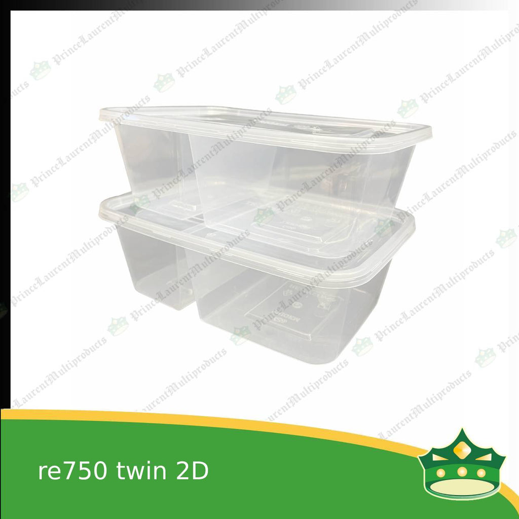 [10 pcs] re750 twin 2d microwavable container for packed meals, rice meal, packed lunch