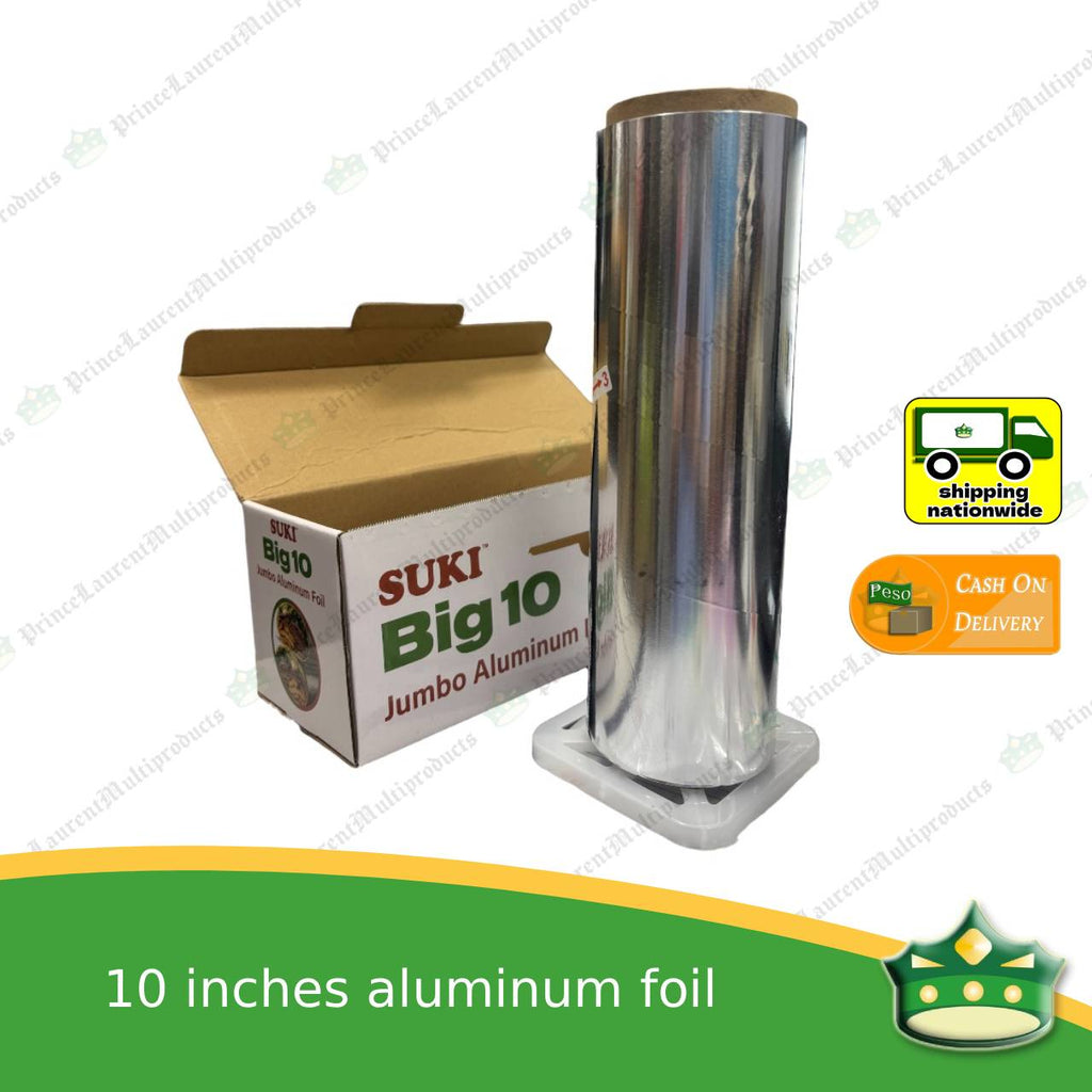 [1 roll] 10 INCHES aluminum foil (SUKI brand) 1.27 kgs for wrapping food, embotido, bangus, inihaw