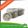 [500 pcs] 9 inch paper plate SILVER LAMINATED use as disposable serving dish for all occasions