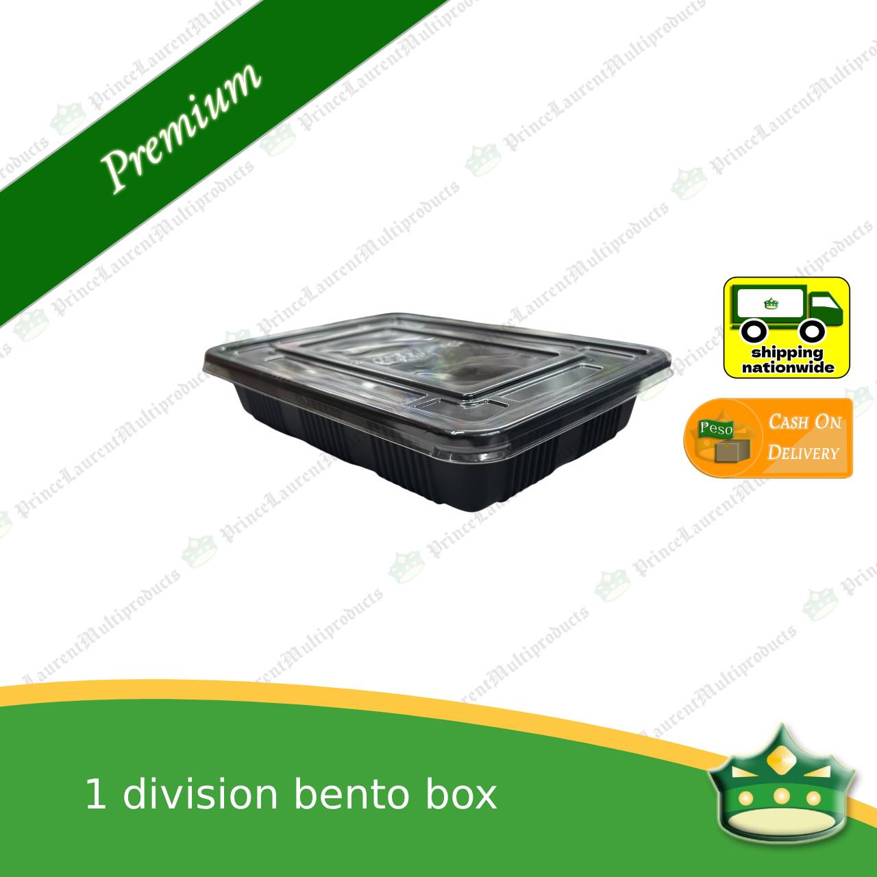 [50 pcs] 1 division bento box black body with clear lid for bento meals food packs rice fruits desserts viands combination meals