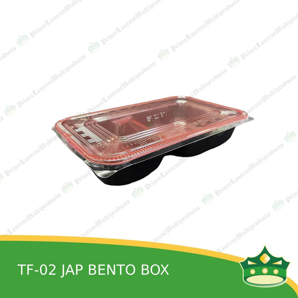 [50 pcs] Japanese bento box 2 division red and black bottom with clear lid for bento meals food packs rice fruits desserts viands combination meals