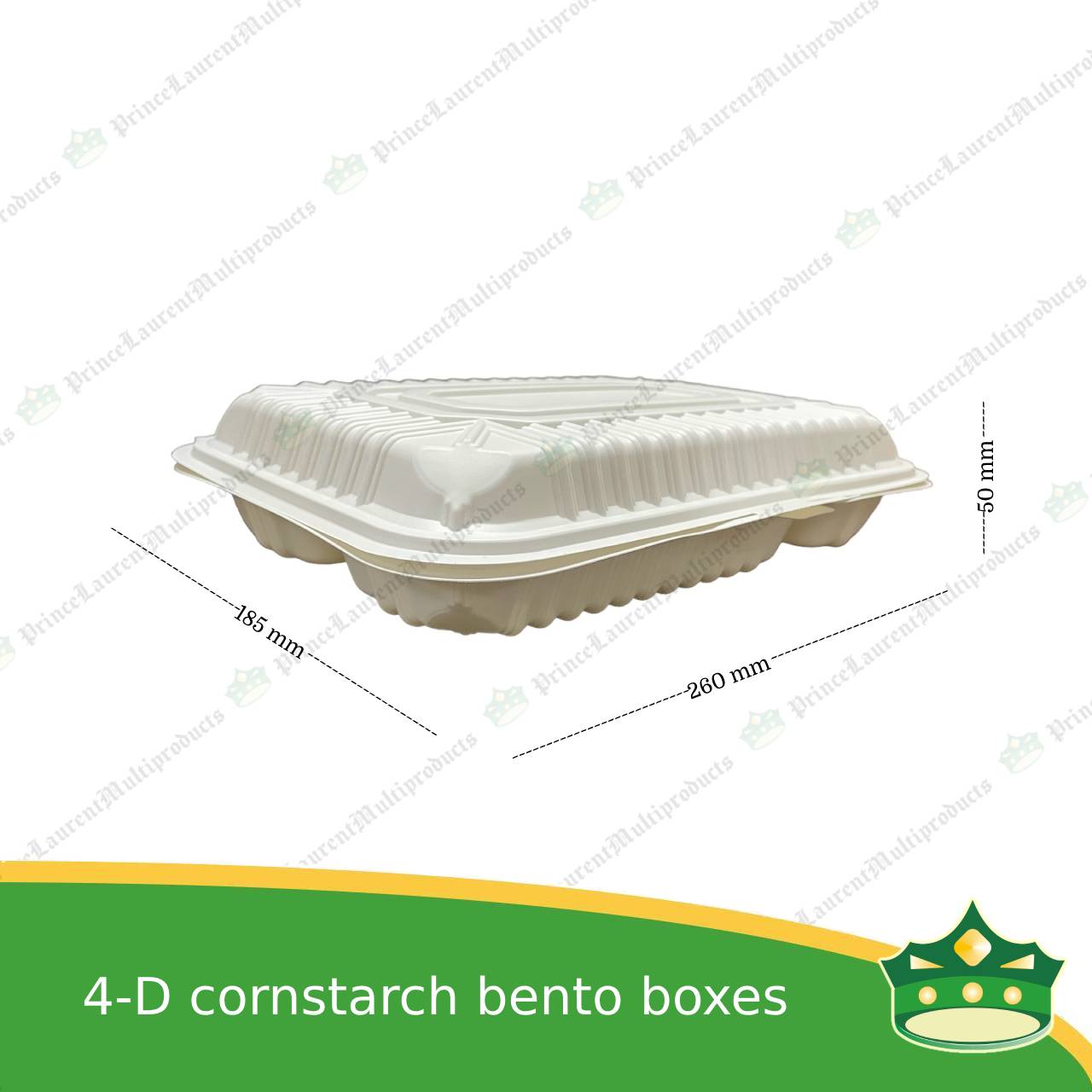[50 pcs] 4 division compostable cornstarch bento box biodegradable meal box