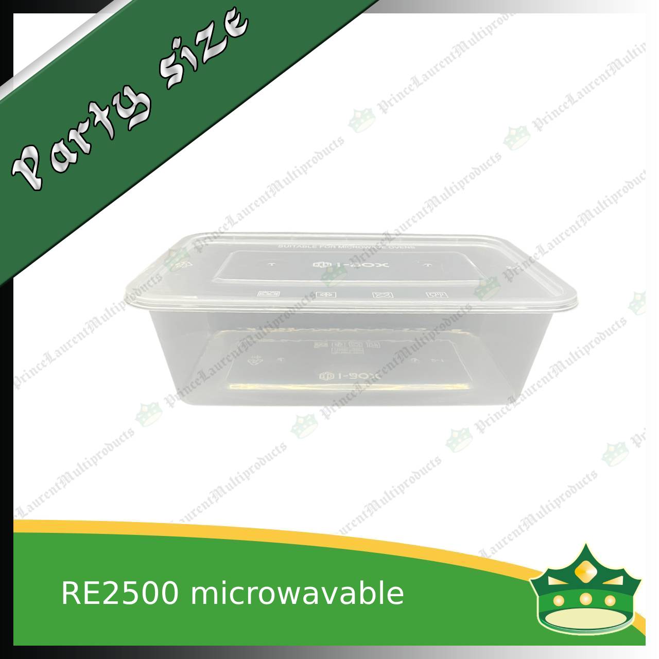 [5 pcs] IBOX brand 2500ml microwavable plastic large rectangular container with lid for take out of noodles soup and other food products
