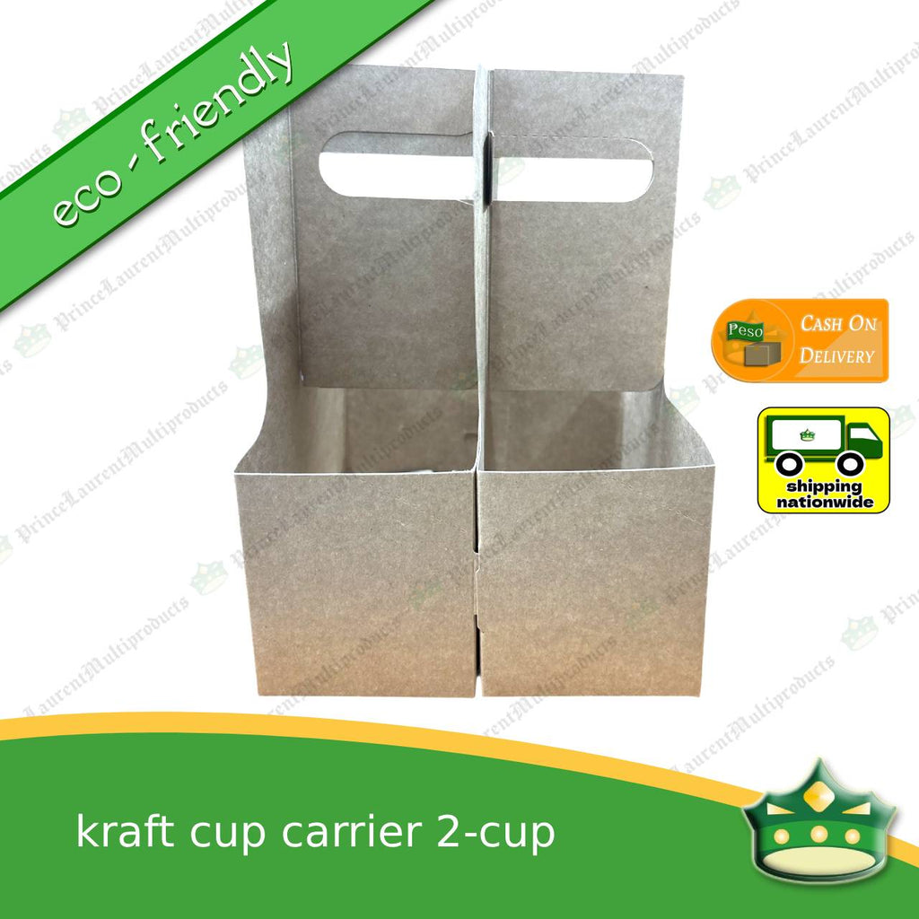 [50 pcs] kraft cup carrier carton 2-cups to 4-cups for take out of beverages, milktea, coffee