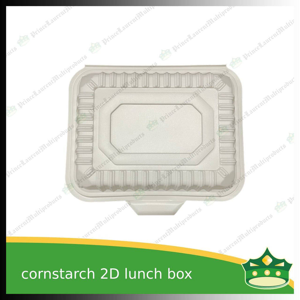 [50 pcs] 2 division compostable cornstarch bento box biodegradable meal box