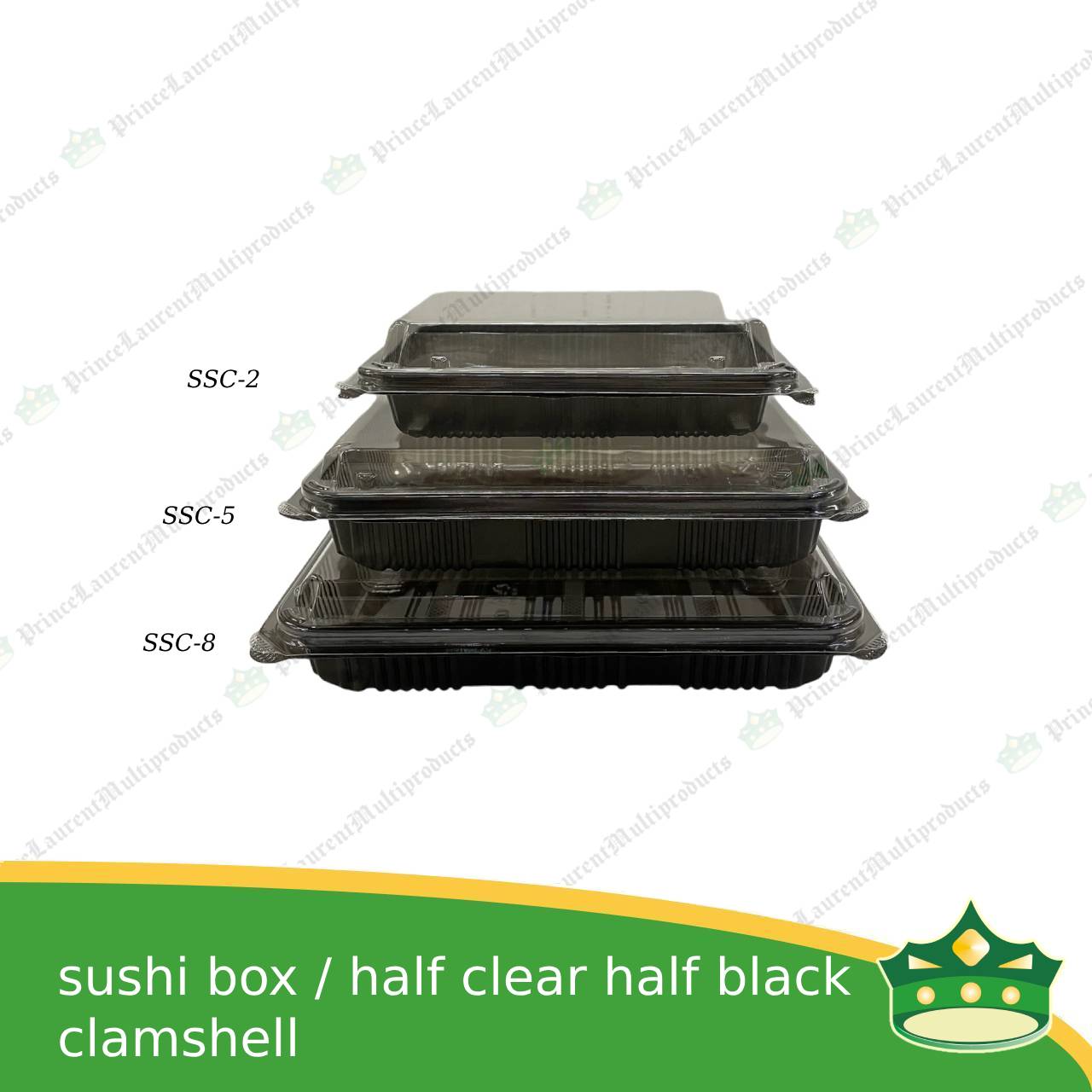 [50 pcs] sushi box clamshell half clear half black ssc-5