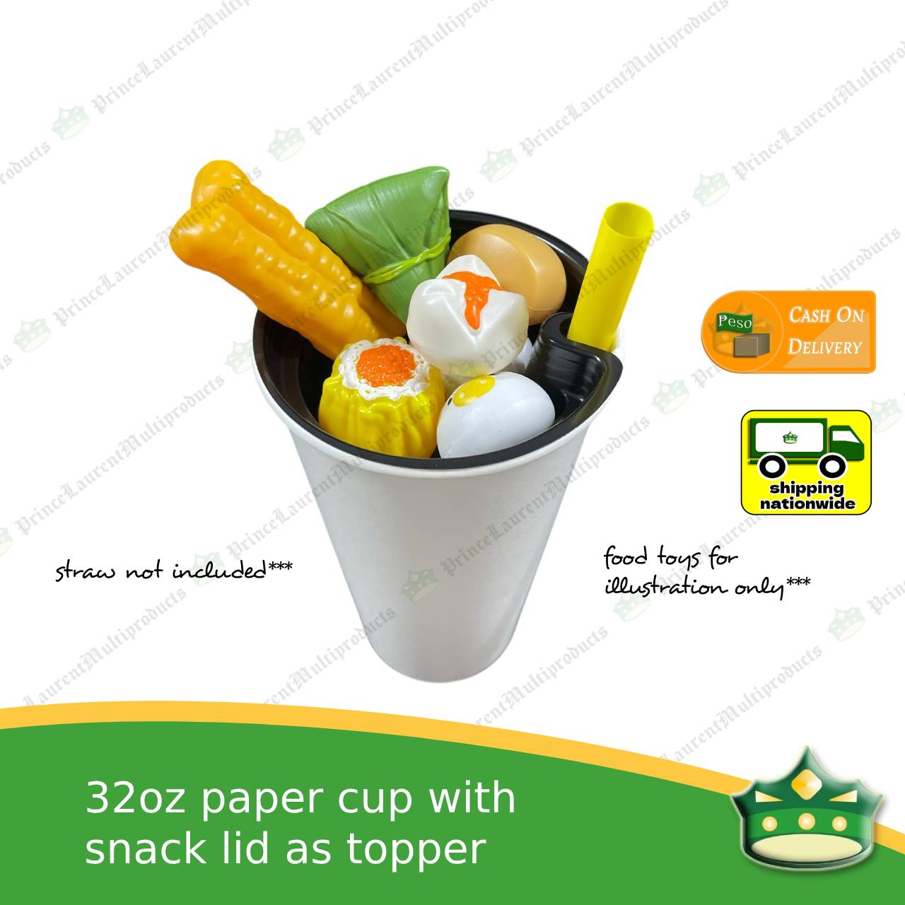 [50 pcs] snack lid topper insert cup topper for combo meal 2in1 fries and drink, dimsum topper, fishballs topper, meatballs topper or any snack combo with beverage