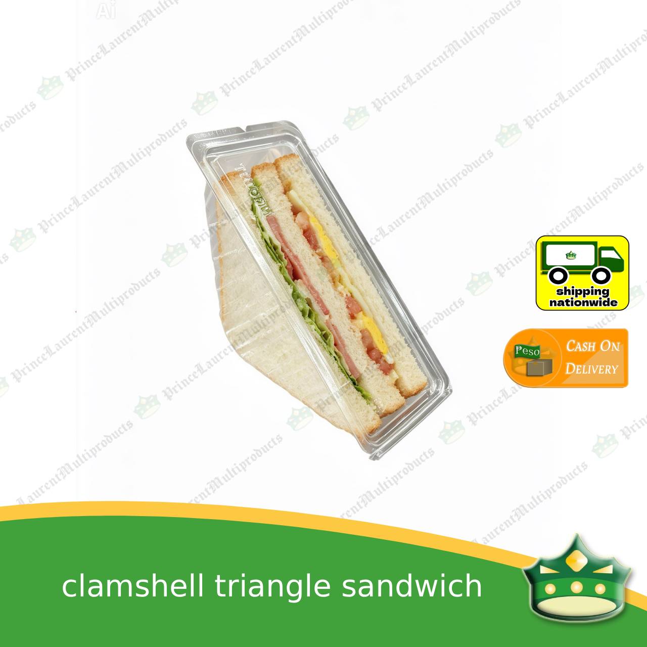 [100 pcs] clamshell triangle sandwich container TRIGEM clear OPS for sliced gourmet sandwiches