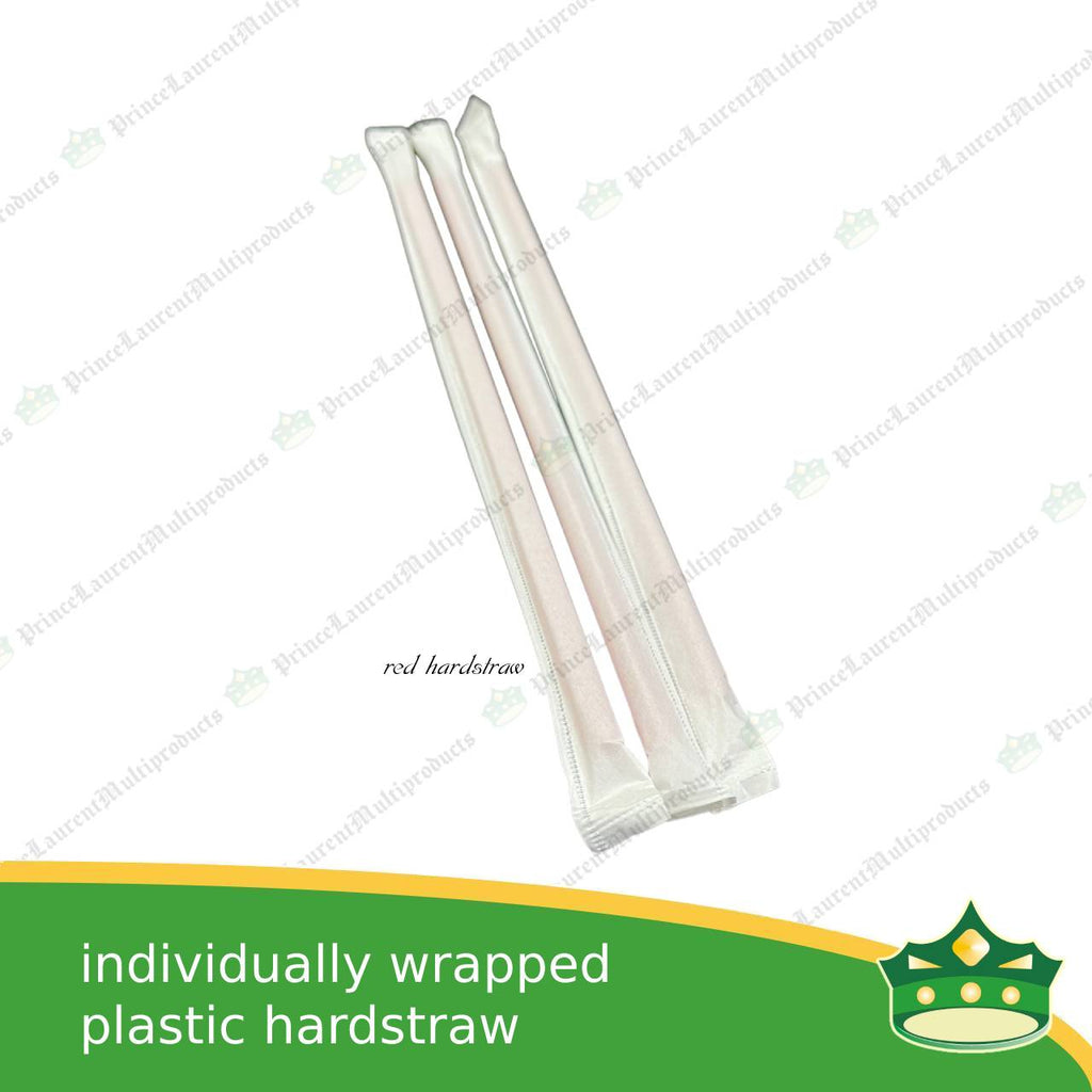 [500 pcs] individually wrapped plastic drinking straw hard straw colored for cold drinks, smoothie, icetea, cold beverages, lemonade, fruit shakes, juices