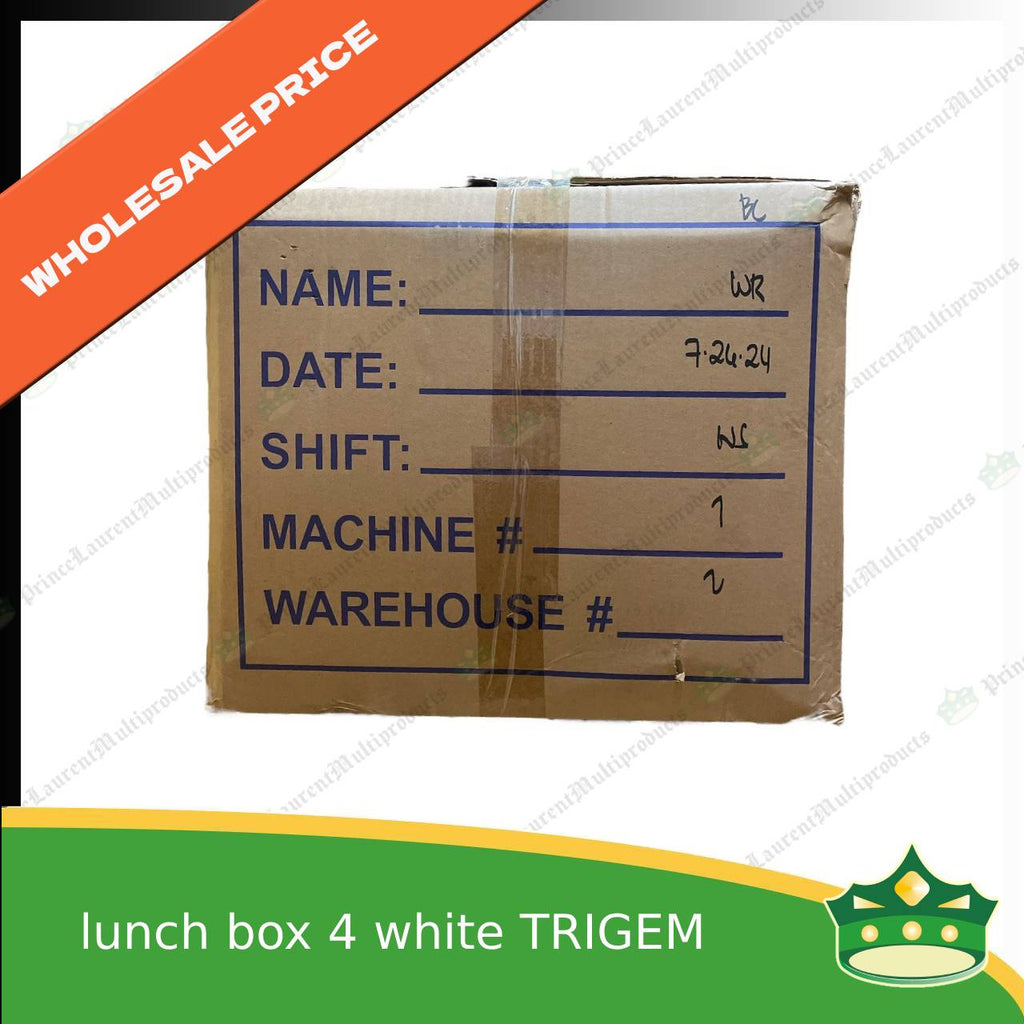 [1 case] BIG paper lunch box 4 division white laminated leak proof for big partition meals or bento boxes, take-out, packed meal, catered meal, combo rice viand fruit dessert with partition