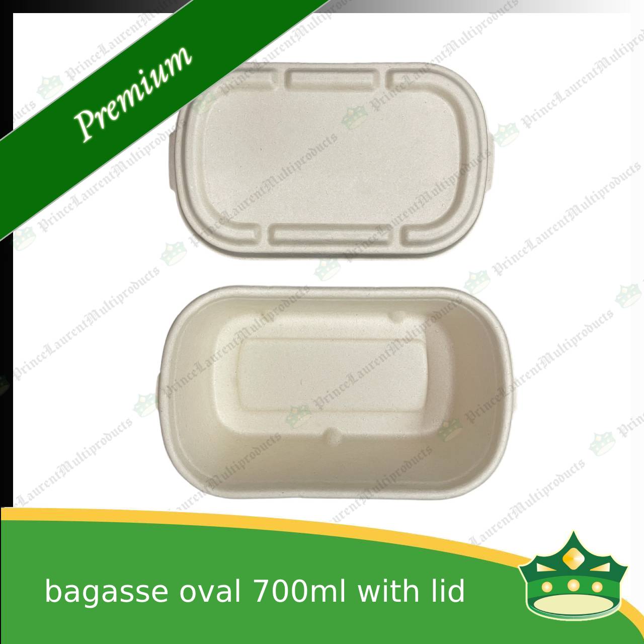 [50 pcs] bagasse oval 700ml container with lid for compostable biodegradable take away boxes