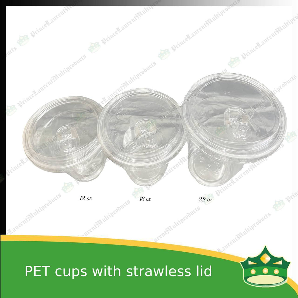 [100 set] PET cups 12oz, 16oz, 22oz crystal clear cups with strawless lid with sip-hole for iced coffee, frappuccino, lemonades, iced latte and other cold beverages