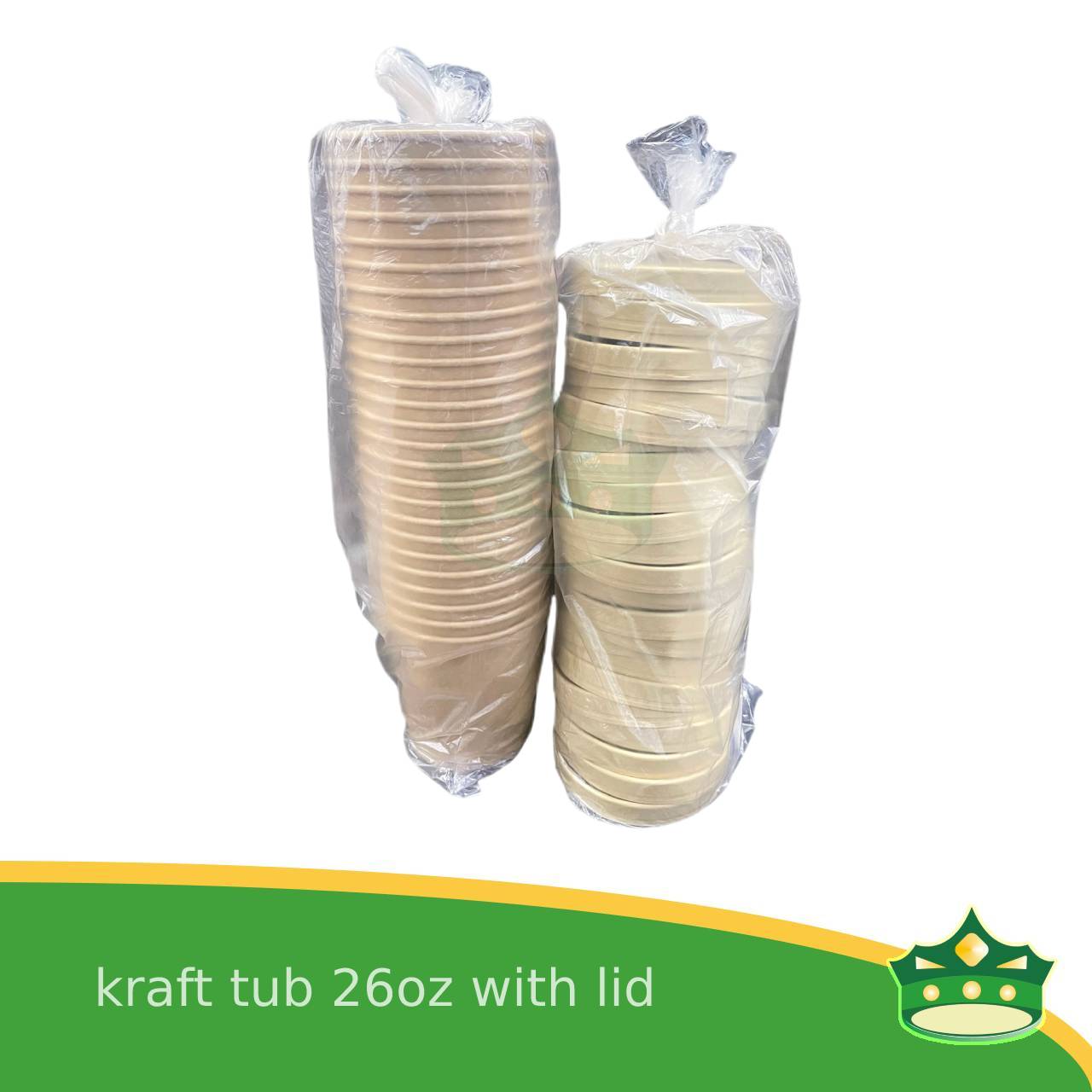 [25 pcs] kraft tub 26oz with lid for take-out or paper container of ice cream. salads, meals, soup, cookies, pastries