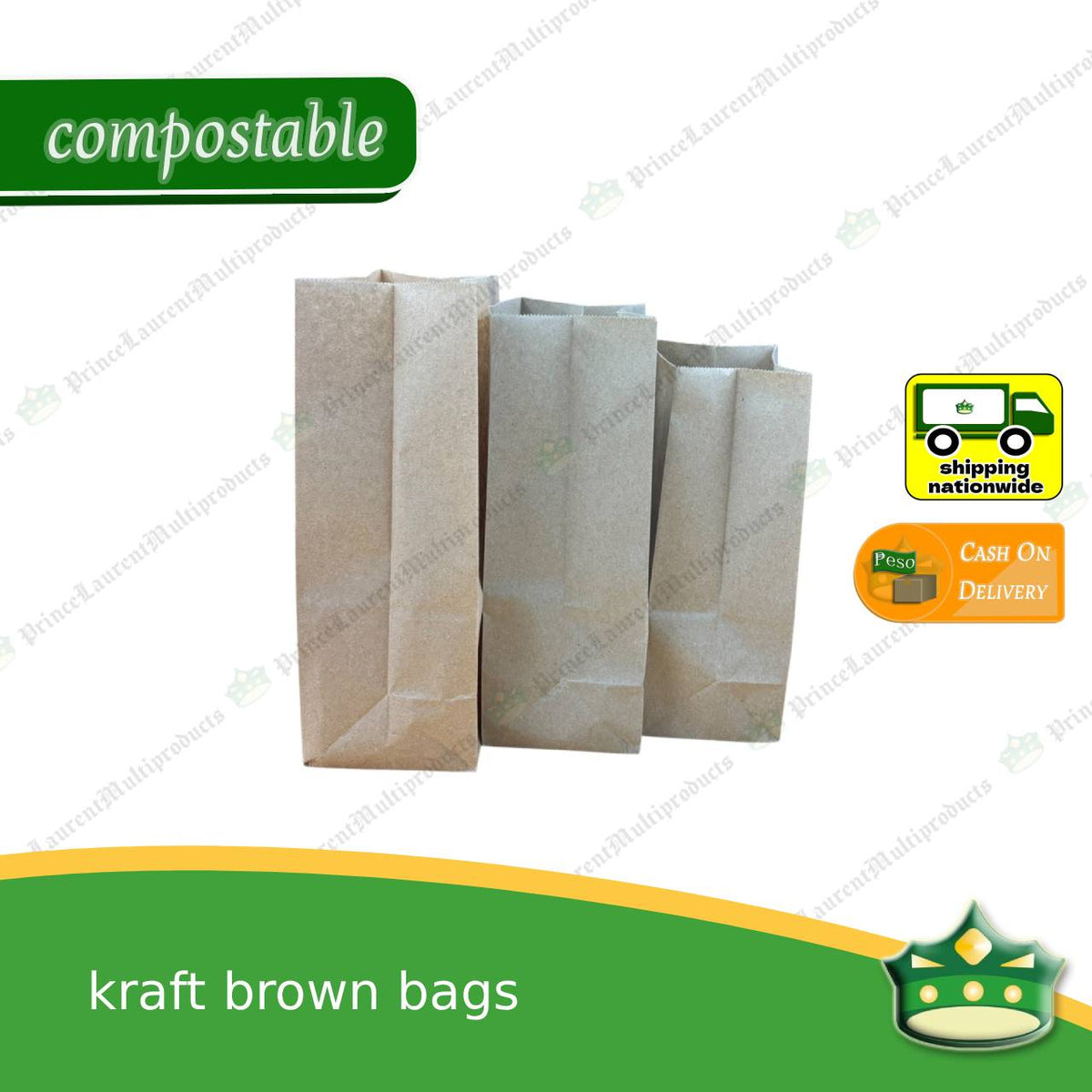 [100 pcs] kraft brown paper bag #4 / 5 / 6 for environment friendly packaging