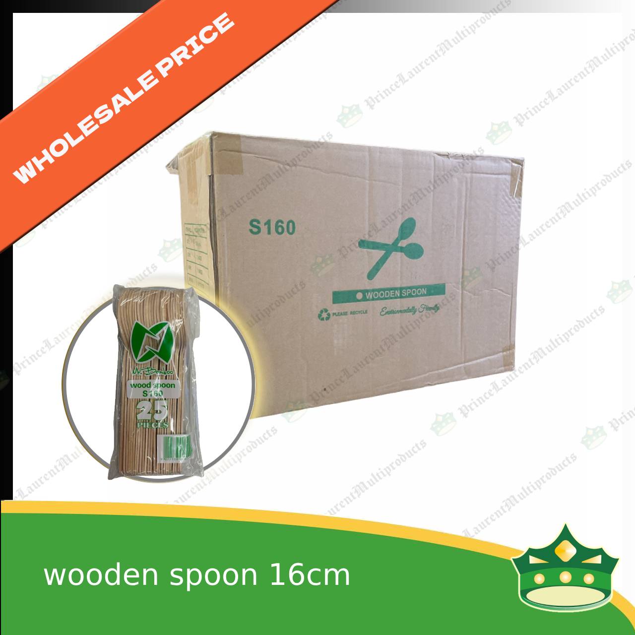 [1 case] wooden spoon 160mm disposable biodegradable server cutleries for takeouts as utensils