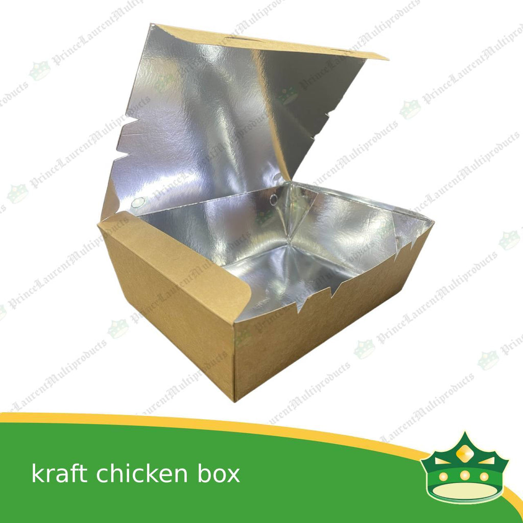 [25 pcs] chicken box kraft silver coated leak proof for take-out, packed meal, ulam viands, rice toppings, noodles, pansit, merienda
