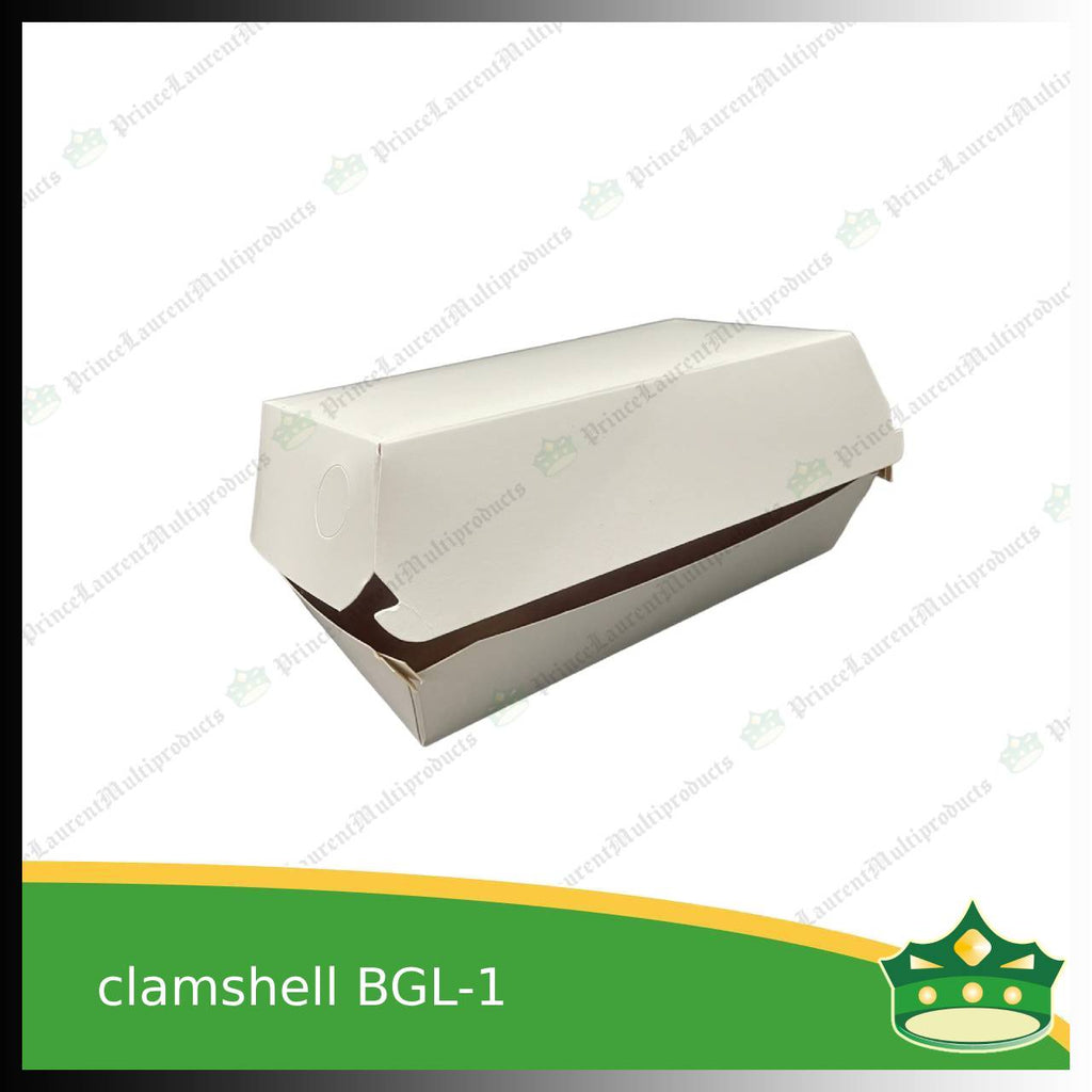 [50 pcs] clamshell white rectangular BGL-1 food box for take-out packed lunch meals