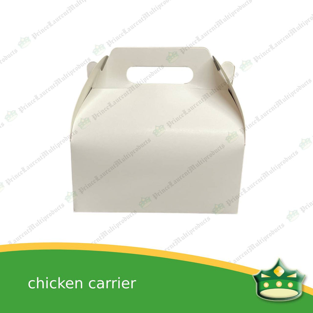 [50 pcs] chicken carrier white carton box with handle for whole chicken
