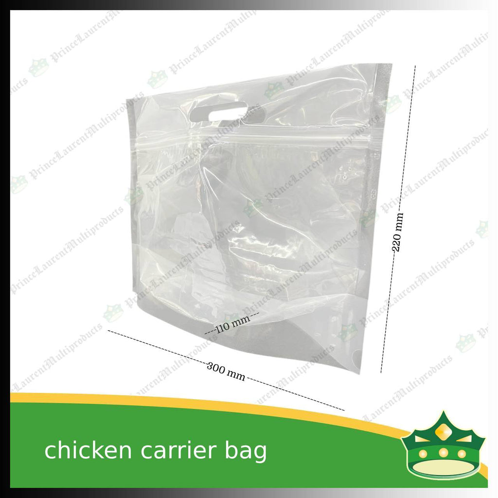 [100 pcs] cpack chicken carrier bag translucent with ziplock 300x220x110mm for takeout of whole roast chicken