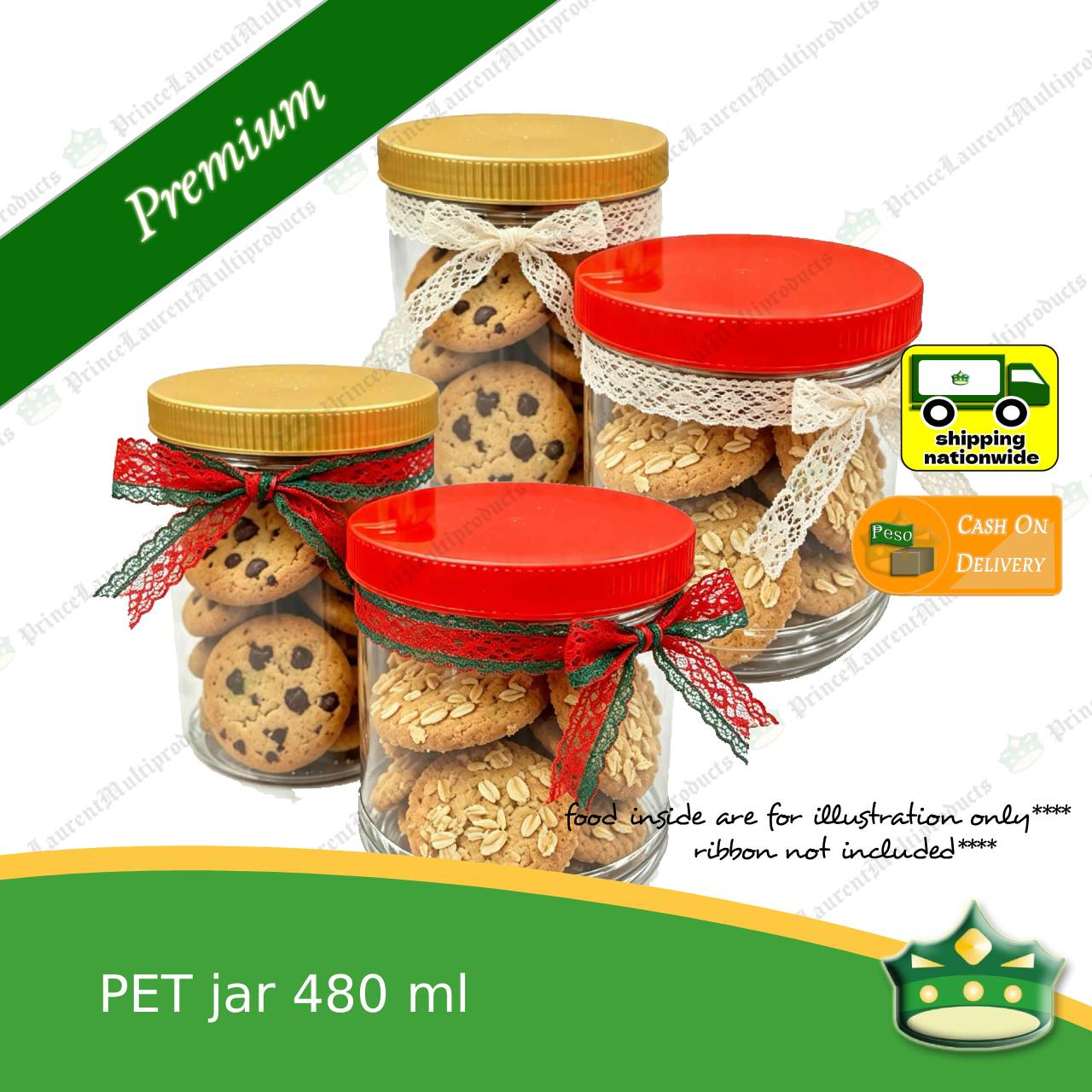[1 pack] PET jar with screw cover (480ml / 730ml) as gift containers of delicacies, baked products