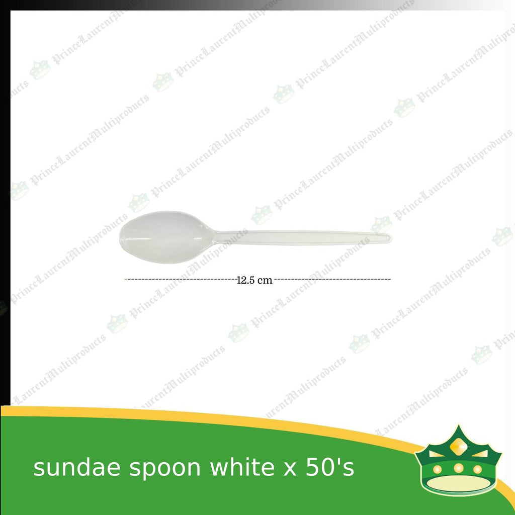 [50 pcs] sundae, dessert or mini plastic spoon white