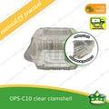 [100 pcs] clear square clamshell OPS-C10 clearview food containers for any food products, sliced cakes, pastries, cookies.