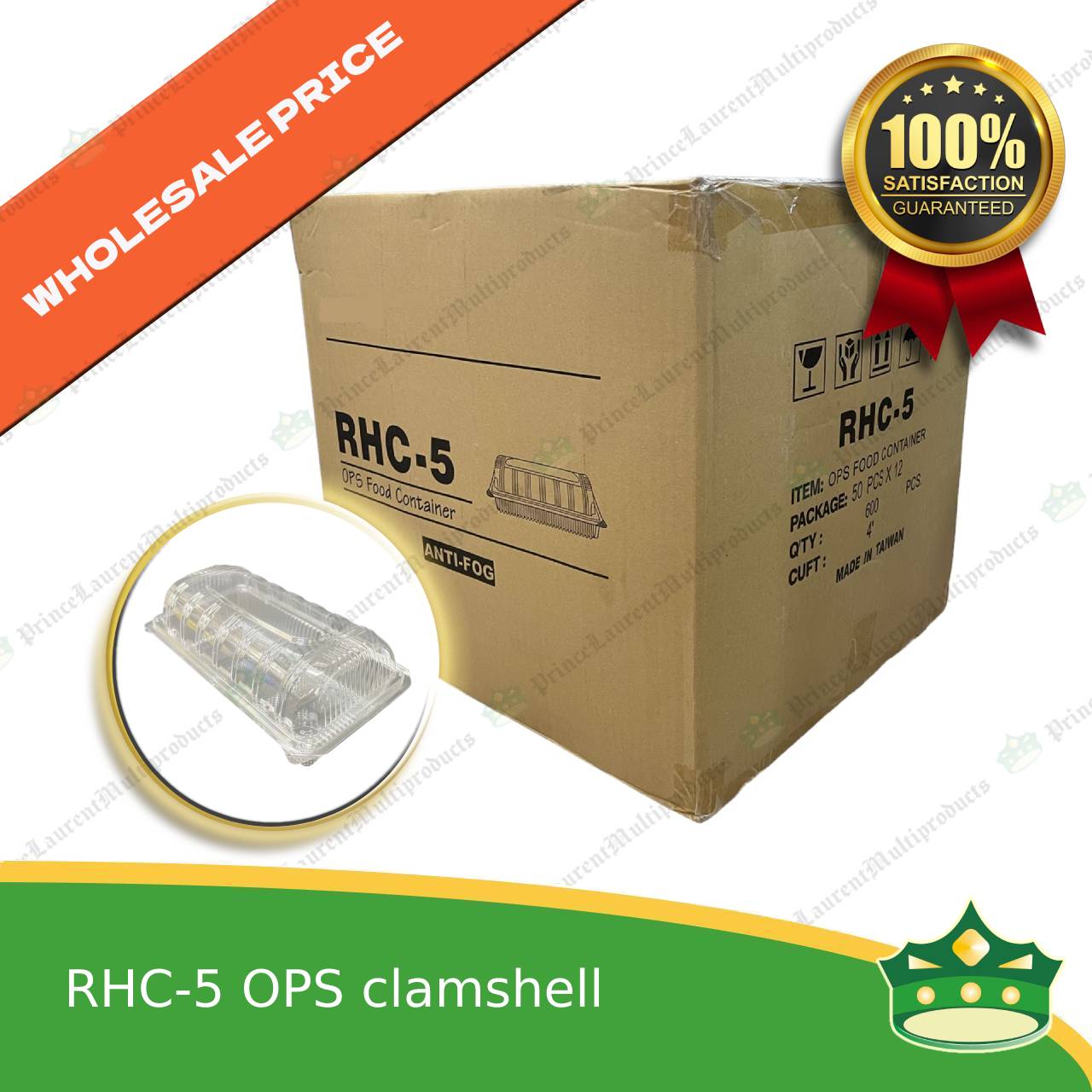 [600 pcs] half roll ops clear clamshell container RHC-5 chiffon roll cake container clear chiffon container box