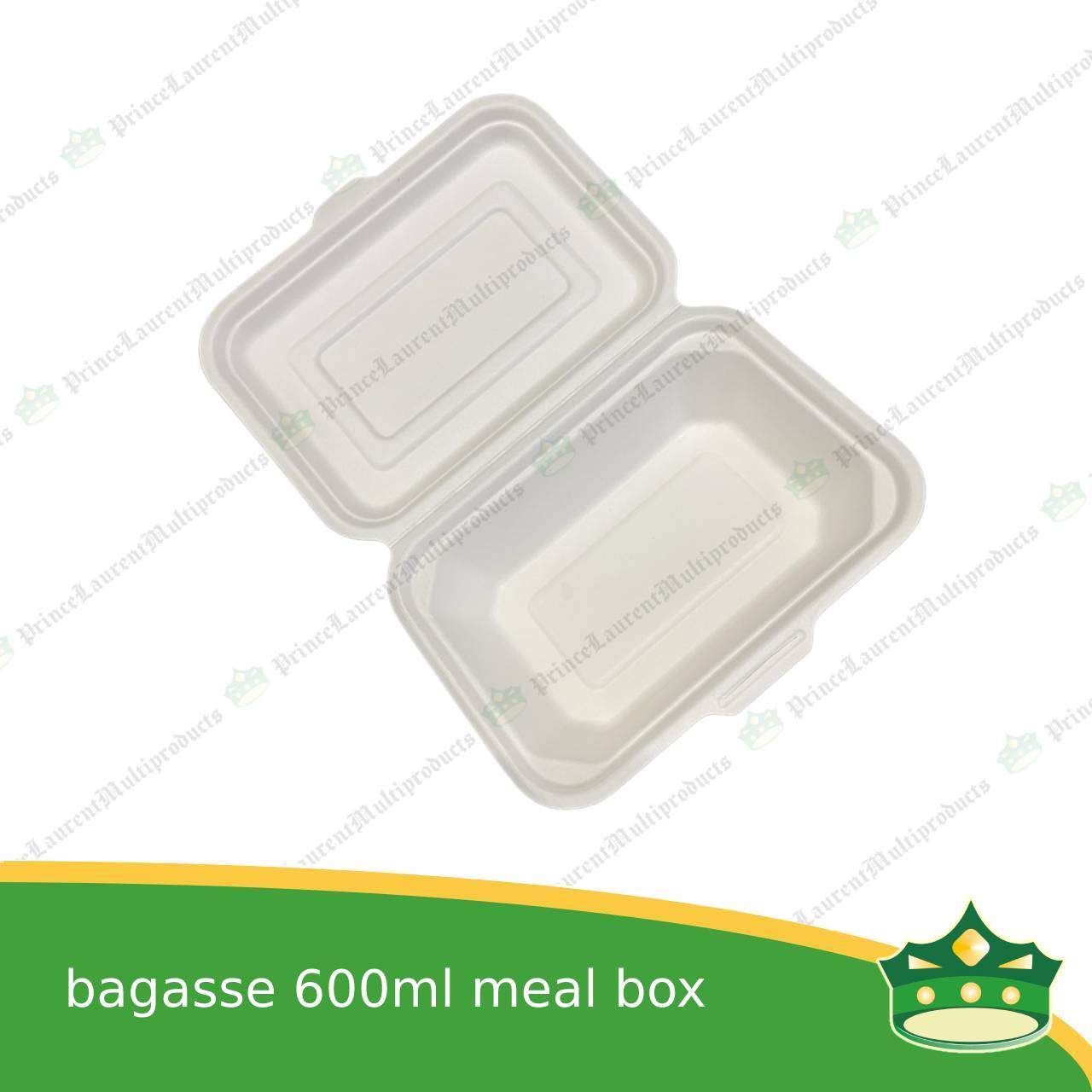 [50 pcs] bagasse 600ml meal box paper take out food box compostable biodegradable take away boxes for meals, rice toppings, catering food