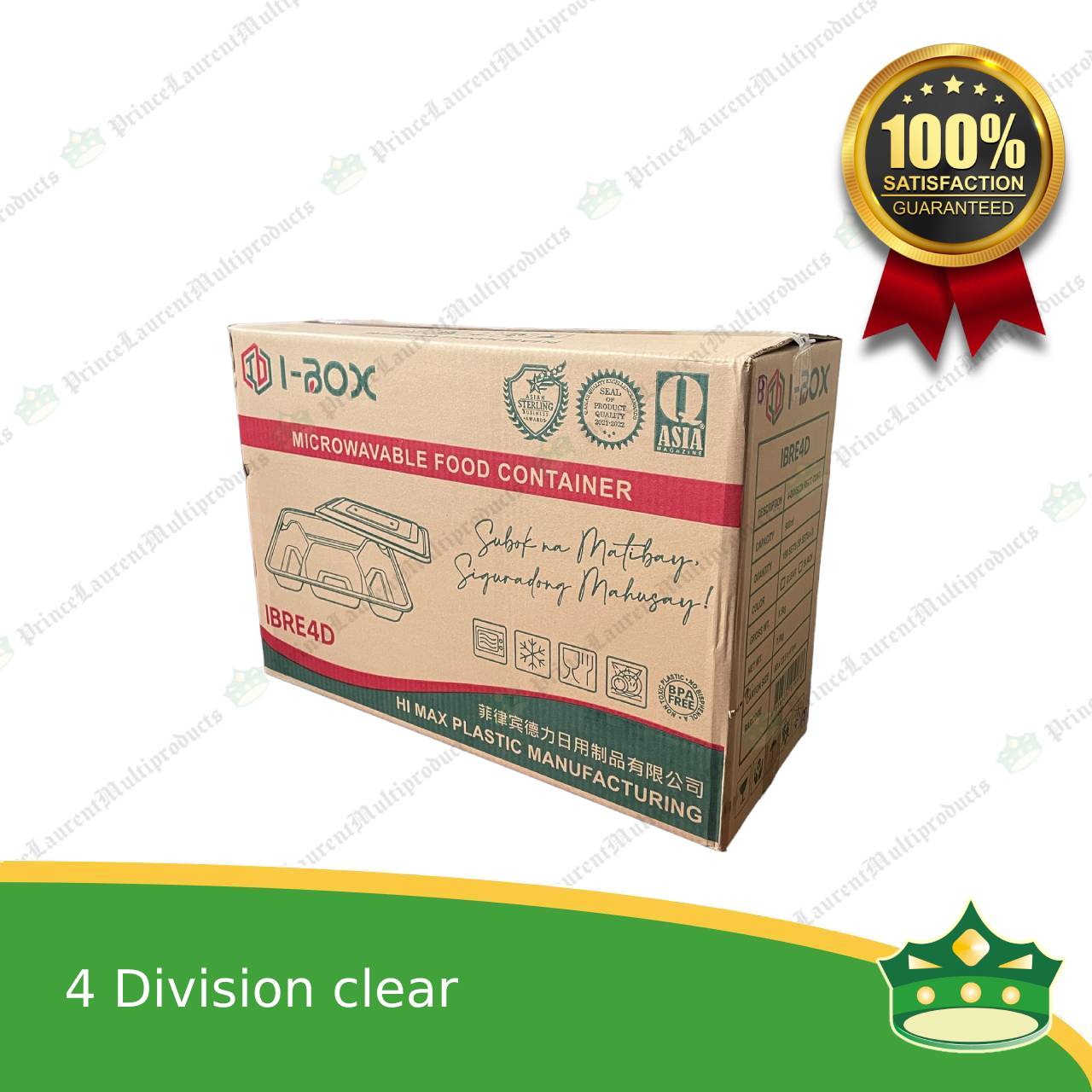 [150 pcs] iBox brand 4 division microwavable bento boxes clear body clear cover for food packs & catering events parties meetings & many more