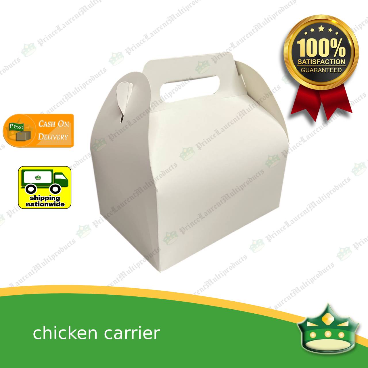 [50 pcs] chicken carrier white carton box with handle for whole chicken