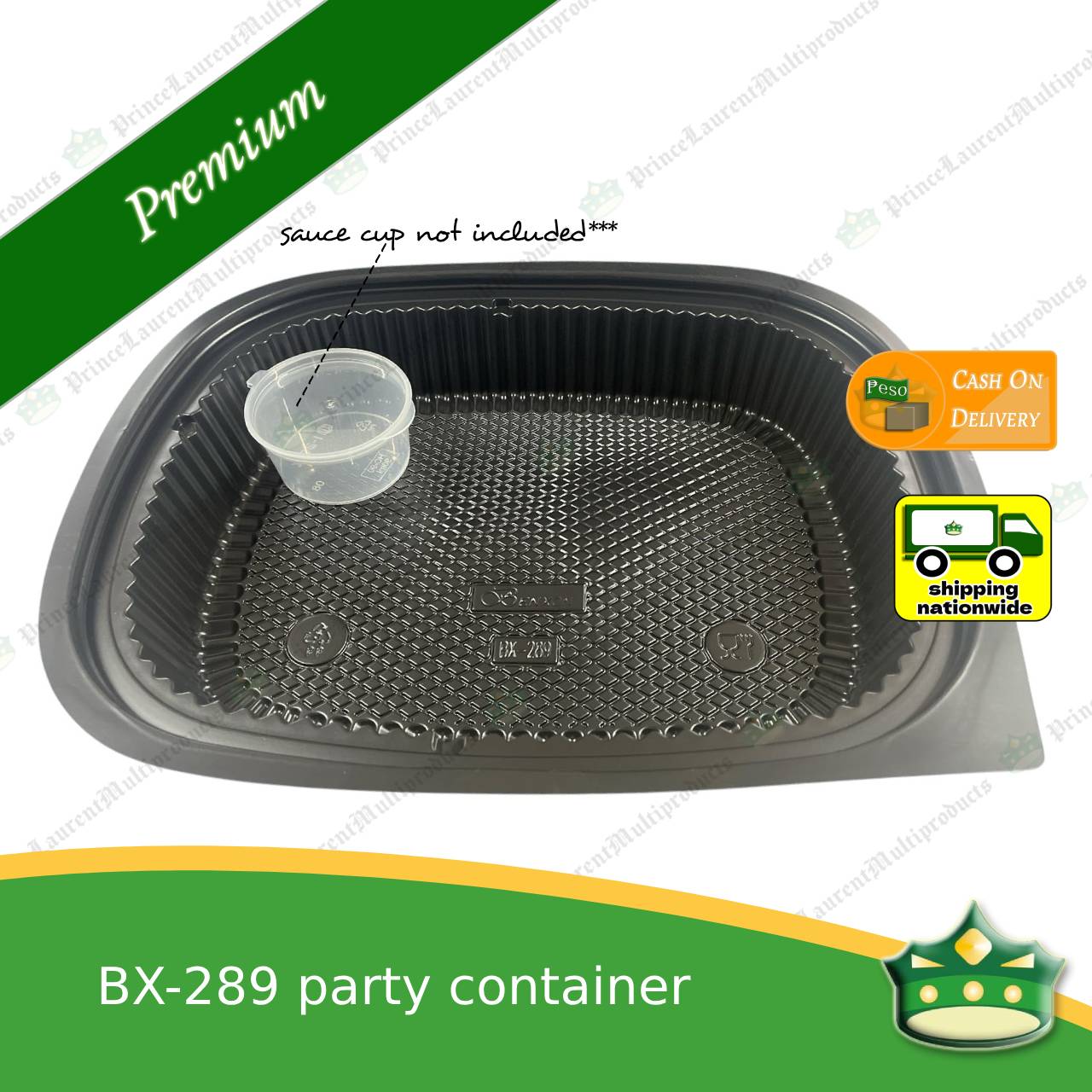 [5 pcs] party container 3500ml black plastic with see thru lid for take out or storage of food products