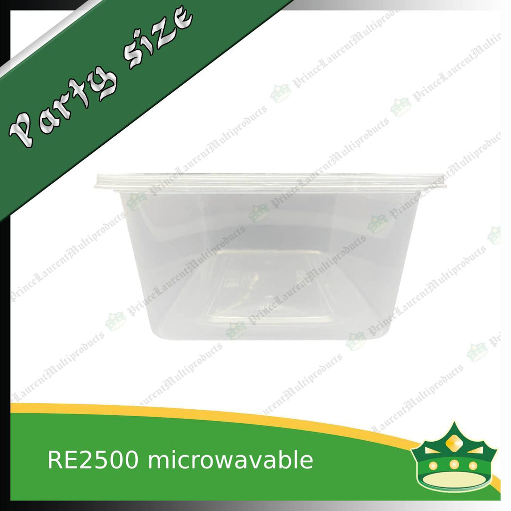 [5 pcs] IBOX brand 2500ml microwavable plastic large rectangular container with lid for take out of noodles soup and other food products