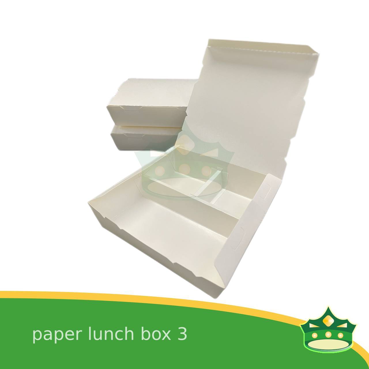[400 pcs] paper lunch box 3 white laminated or paper bento 3 division, 3 partitions for large meals, viands, ulam, rice toppings, pansit, noodles, take-outs, food deliveries, leak-proof, saucy take-outs