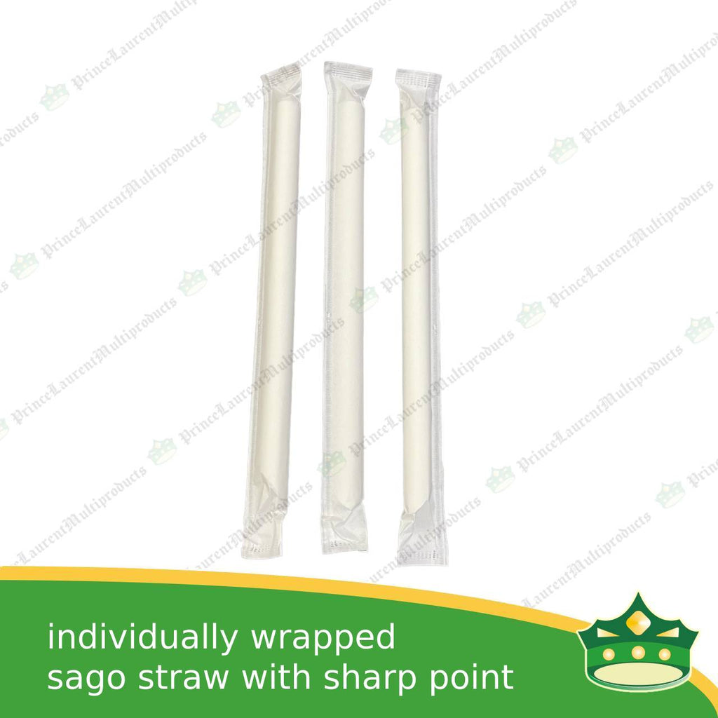 [50 pcs] paper straw boba sago straw 12mm hole with sharp pointed tip with or without wrap for milktea, shakes, boba, cold drinks, juices, milkshakes