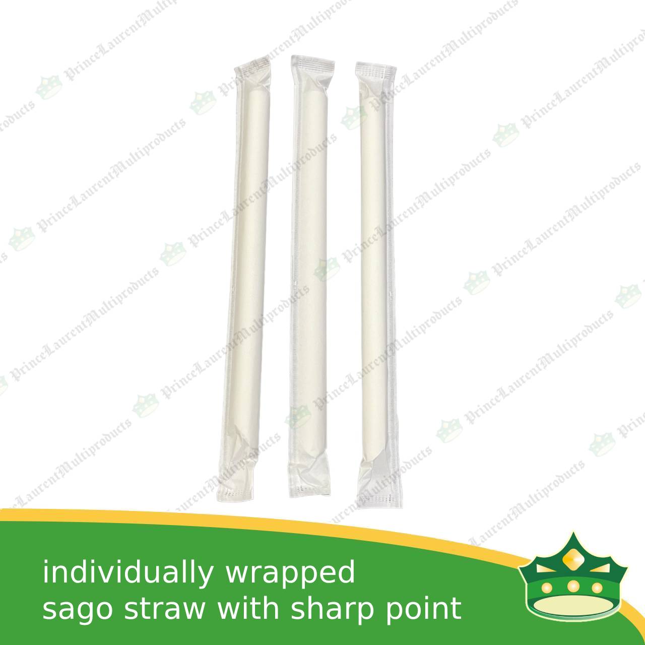 [50 pcs] paper straw boba sago straw 12mm hole with sharp pointed tip with or without wrap for milktea, shakes, boba, cold drinks, juices, milkshakes