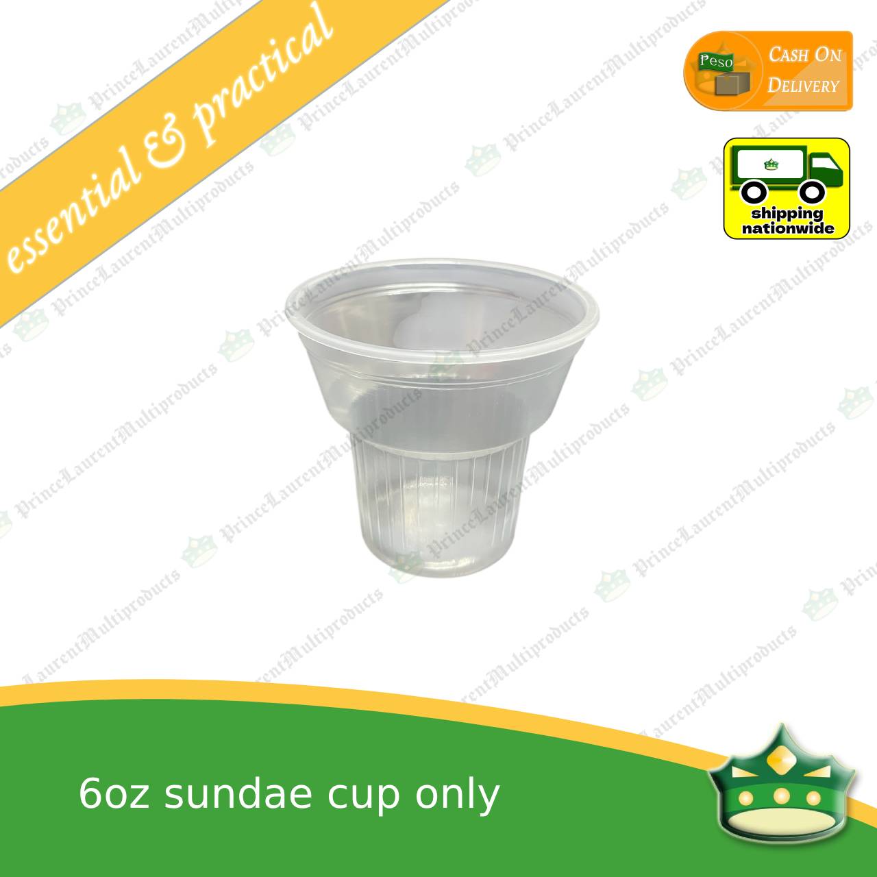 [100 pcs] 6oz sundae cup with or without lid for sundae, dessert, ice cream, yogurt, froyo, gelato, iced drink