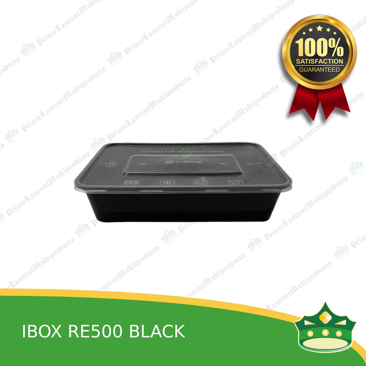 [300 pcs] IBOX brand re500 BLACK microwavable plastic rectangular containers take out for meals and other food products