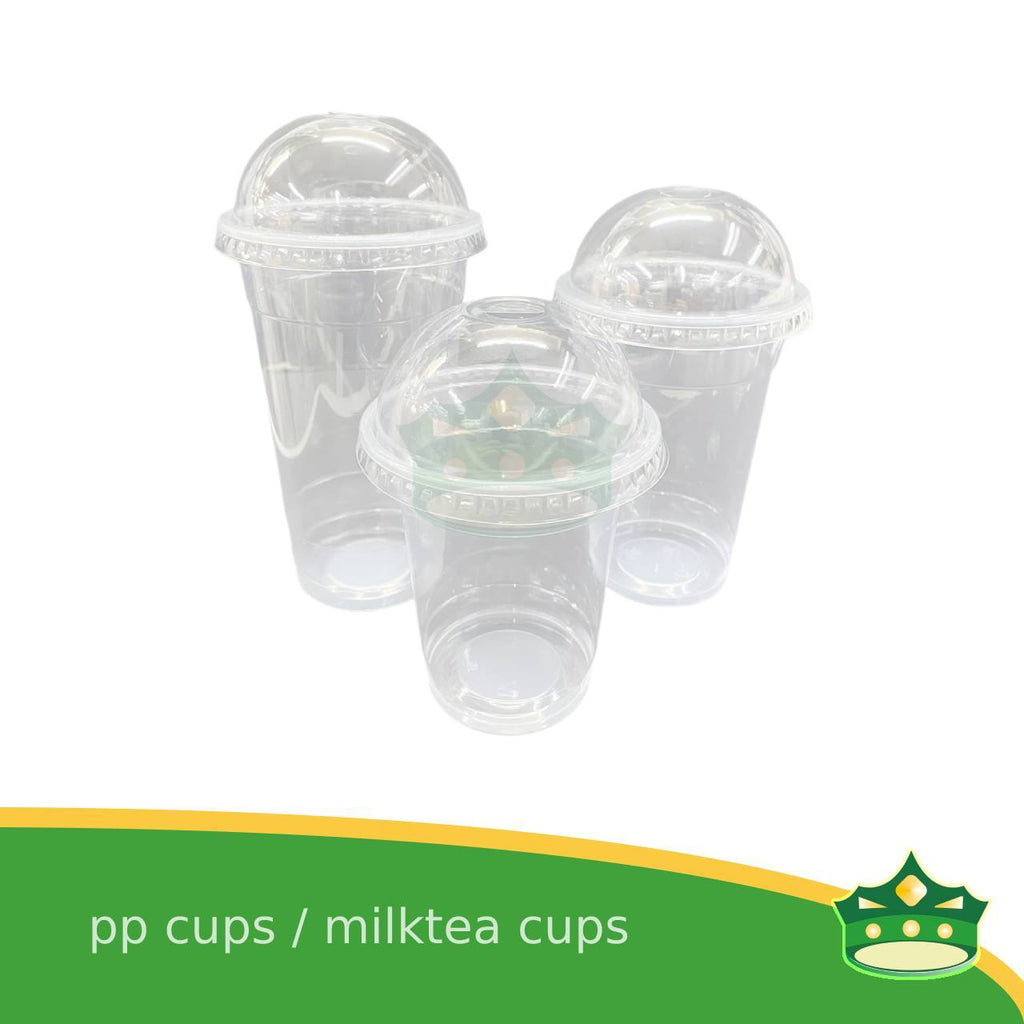 [100 pcs] pp cups milktea cups iced coffee cups cold drink plastic cups fruit shake cups with or without dome lid or flat lid