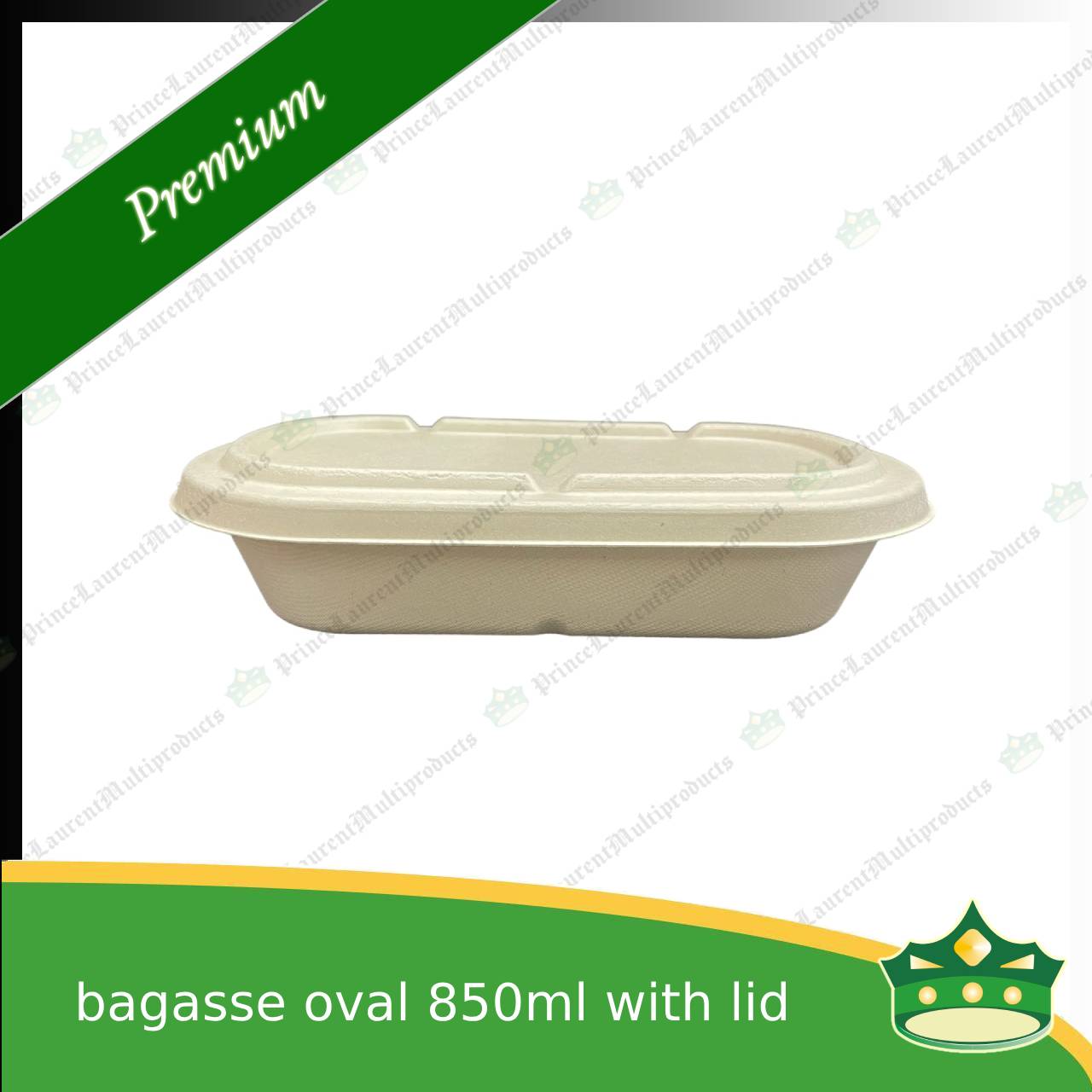 [50 pcs] bagasse oval 850ml container with lid for compostable biodegradable take away boxes
