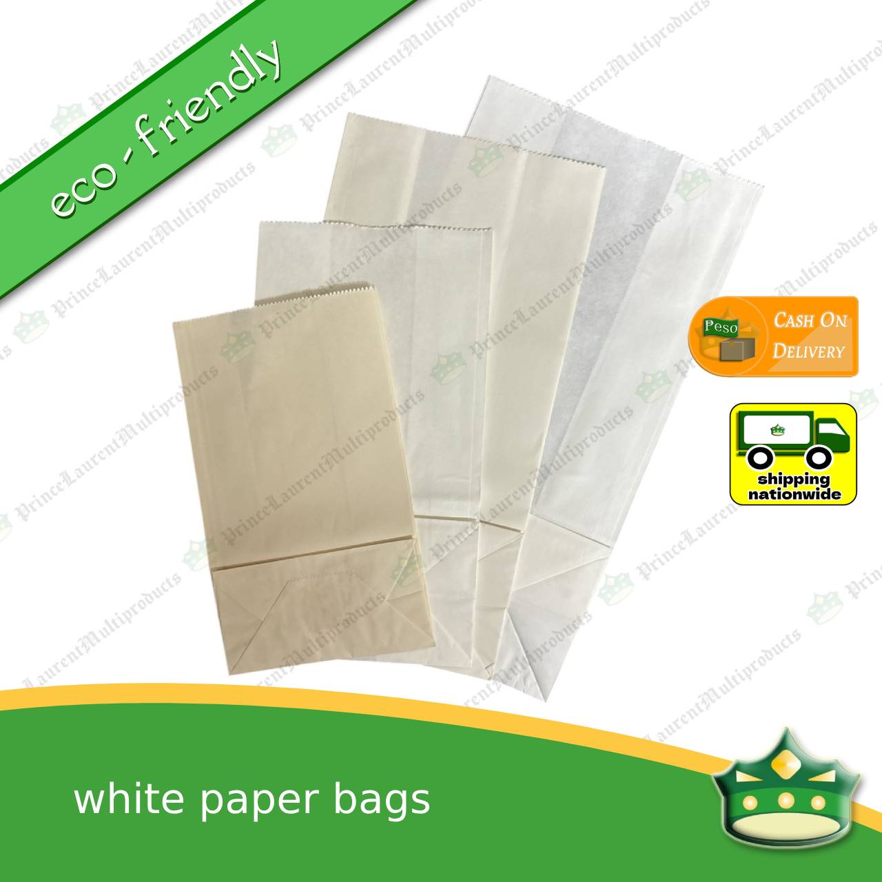 [100 pcs] white paper bag food-grade for miscellaneous take-out